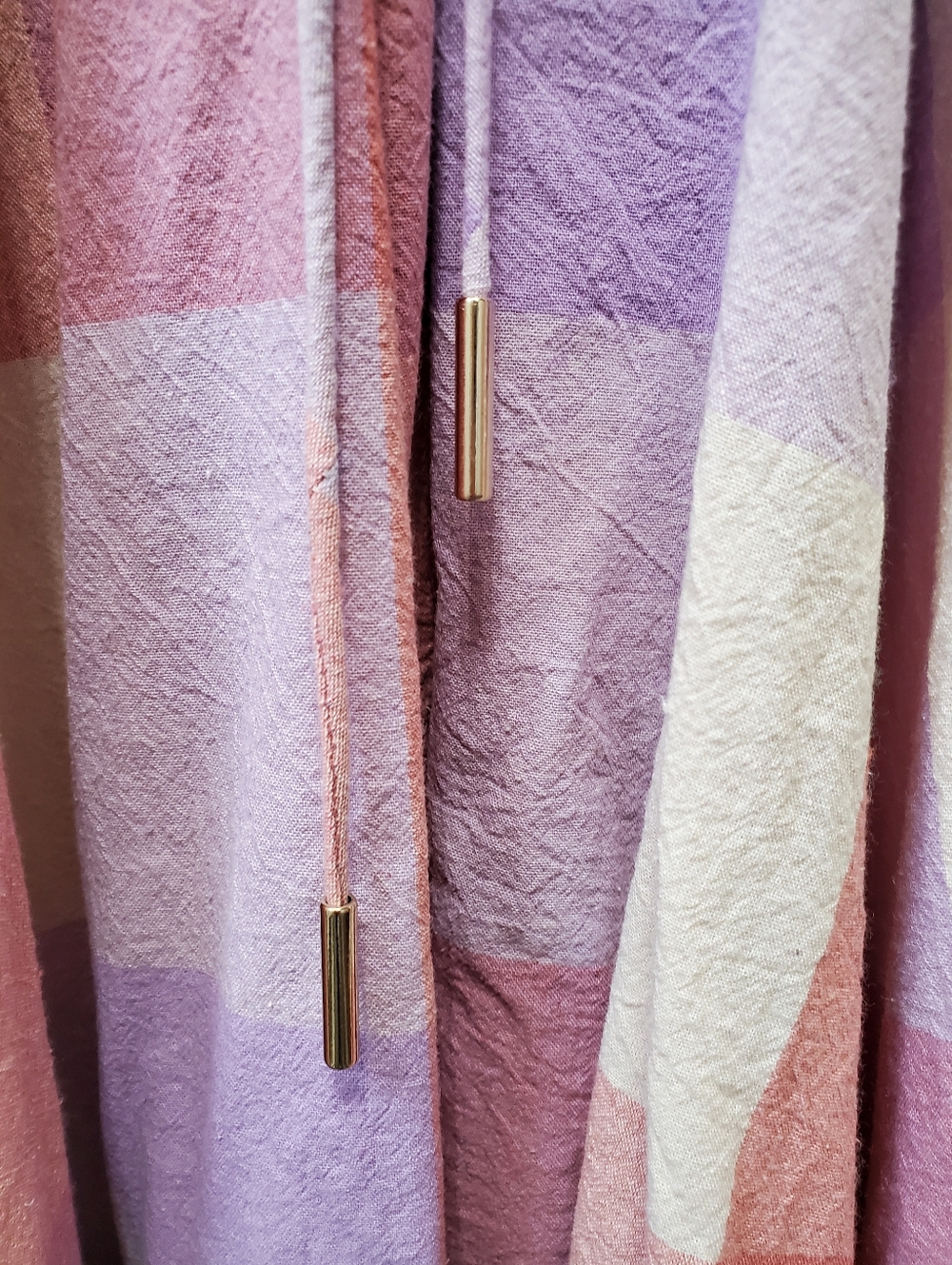 Dress Forum LA Ally Plaid Maxi Dress Lavender Coral Tie-back Front Slit Lined - Picture 5 of 16